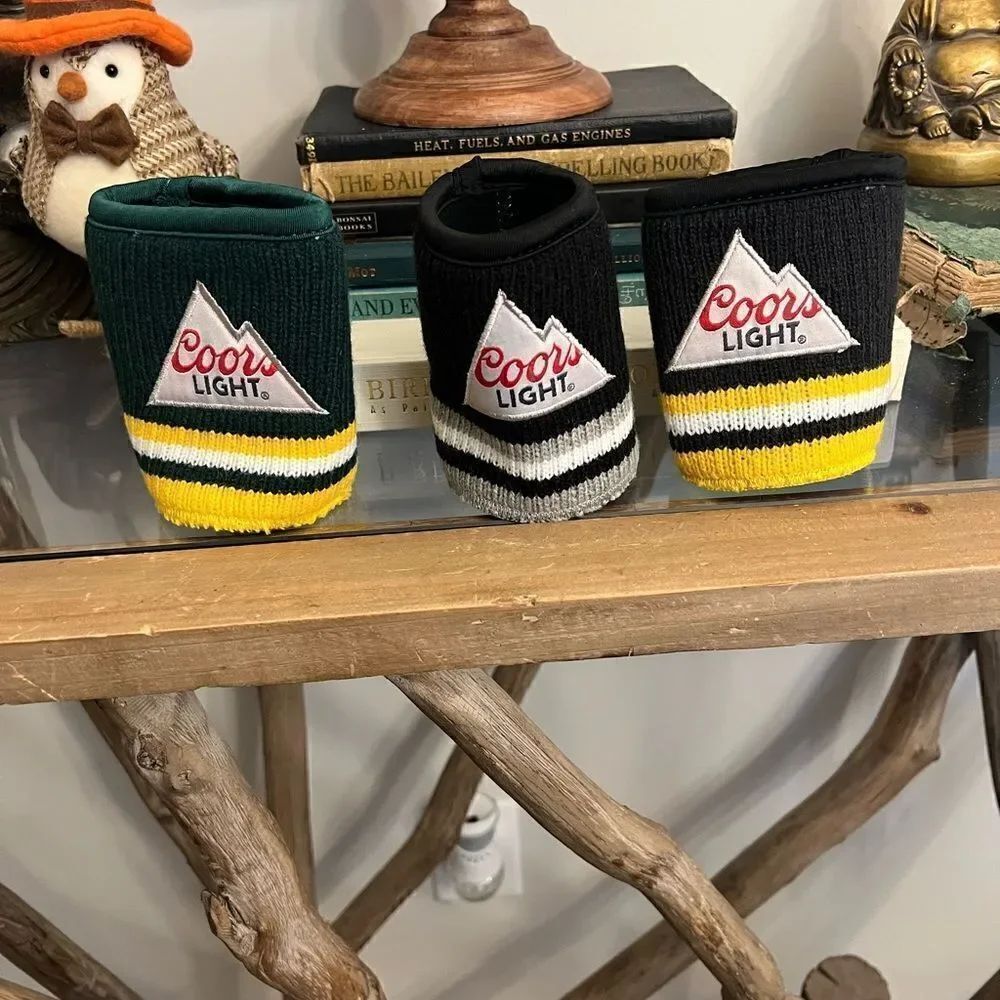 Coors Light knit sports drink koozies. Lot of three.